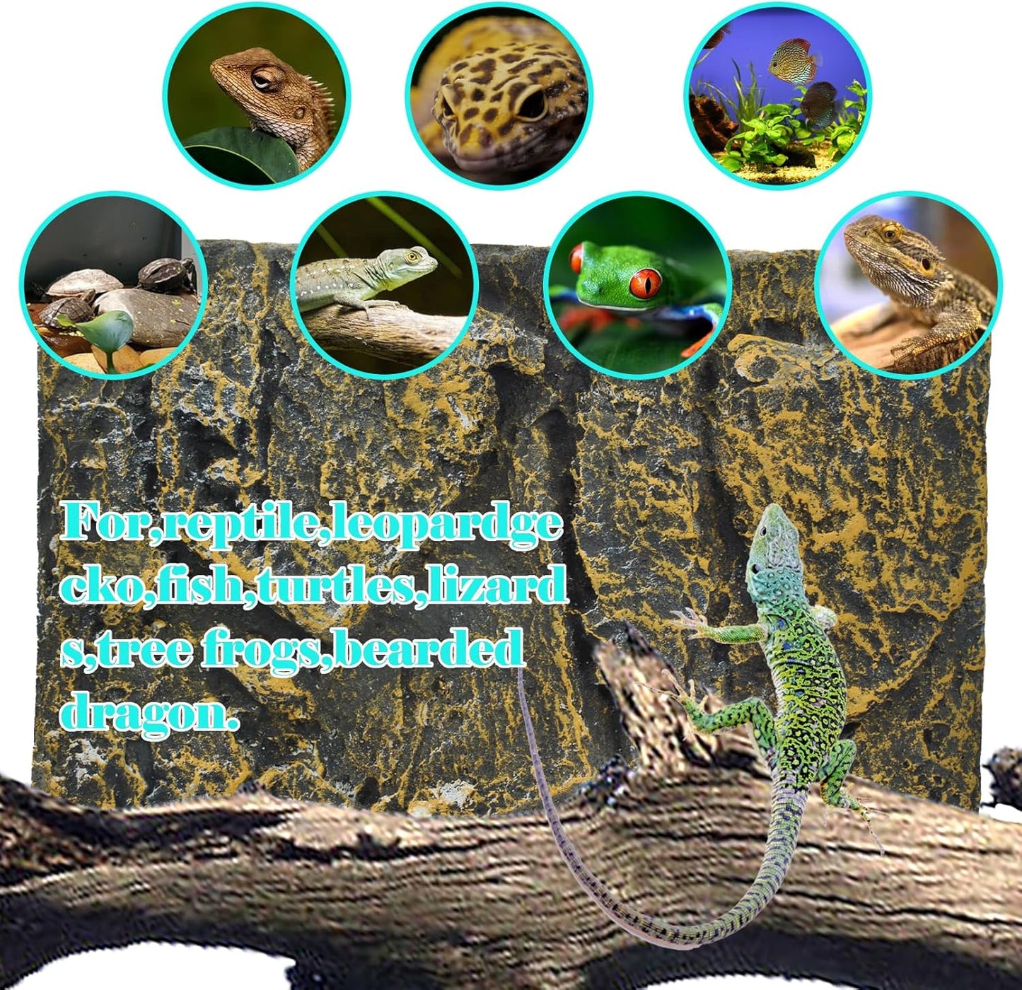 Rock Terrarium Background,3D Bearded Dragon Tank Backgrounds Wall Reptile Stereo Backdrop Amphibian Habitat Climbing Board Decoration Aquarium Background Decor for Reptiles Lizard Fish Frog