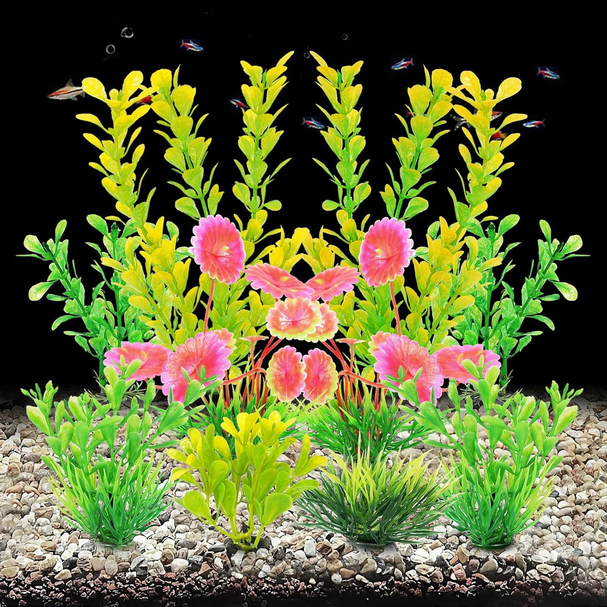 Artificial Fish Tank Plants, Plastic Aquarium Decorations, Green Accessories, 10pcs