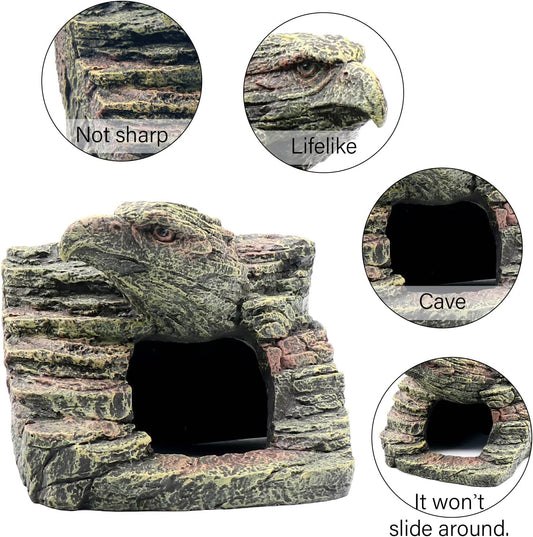 Gecko Hide Shale Scape Step Ledge, Reptile Rock Basking Platform Cave Hideout Tank Accessories Decorations, Great for Reptiles, Amphibians, Leopard Gecko, Snake, Lizard, Frogs, Turtle