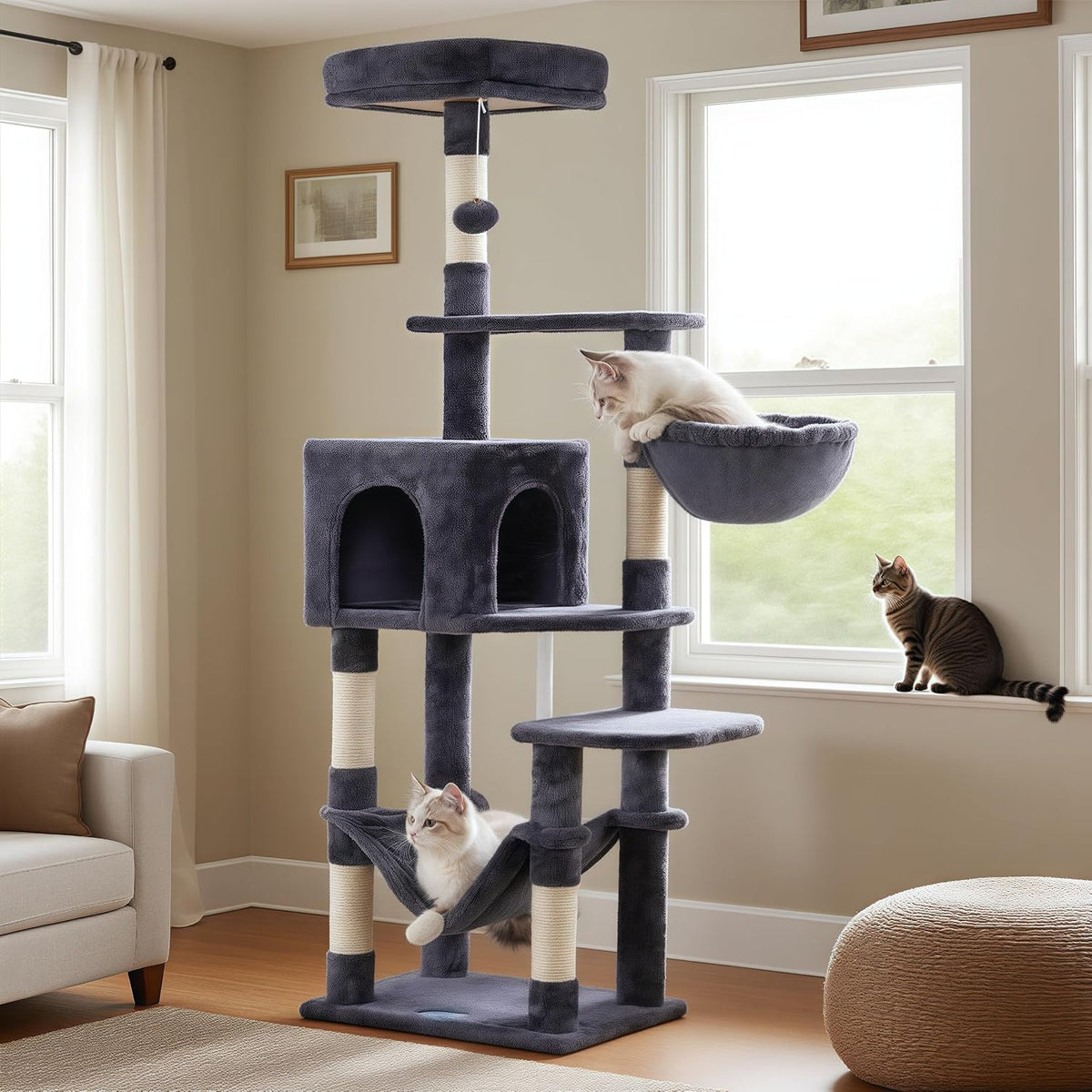 Cat Tree, Multi-Level Sisal Covered Scratching Posts, MPJ050W