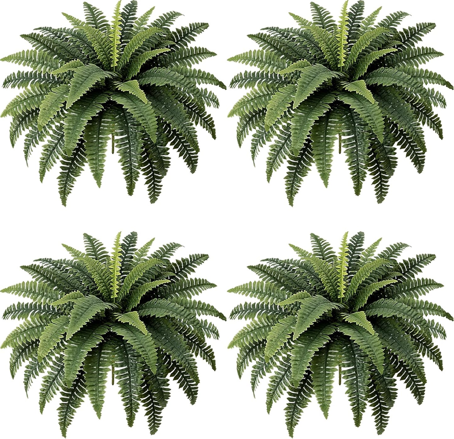 Fake Ferns - Set of 2 Faux Boston Ferns Large Artificial Plants, 40 Leaves per Bouquet, 35 Inches Large Artificial Ferns for Outdoors/Indoor Home, Office, Garden Decoration