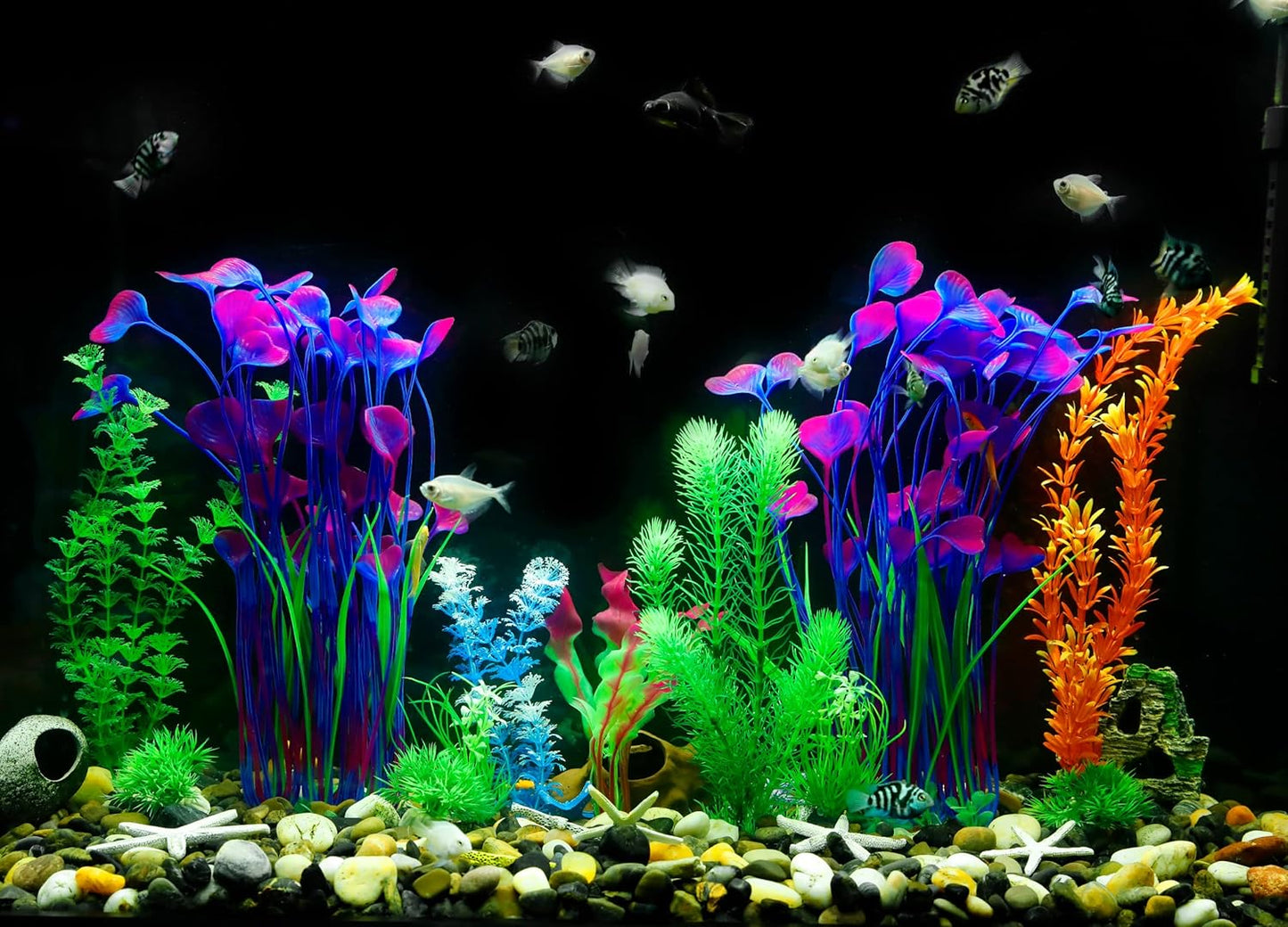 Plastic Fish Tank Plants, 2 Pack Artificial Tall Aquarium Plants for Fish Tank Decor, 15.75 Inches (Green)