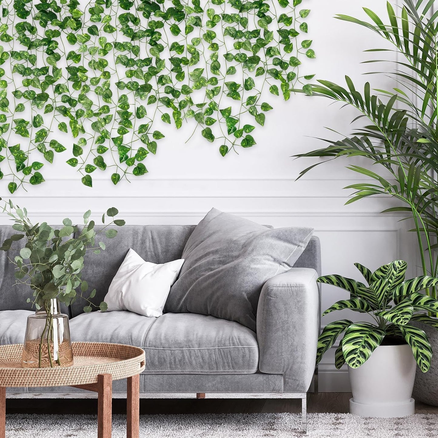 Fake Vines for Room Decor 24 Pack 168ft Artificial Ivy Greenery Garland for Bedroom Wall Decor, Hanging Green Leaves for Party Wedding Christmas Decoration