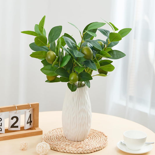 3 PCS Artificial Lemon Branches for Vase 18 Inch Fake Lemons Picks | Greenery Stems, Fake Fruits, Lemon Branches Realistic, Faux Lemons Tree Decor