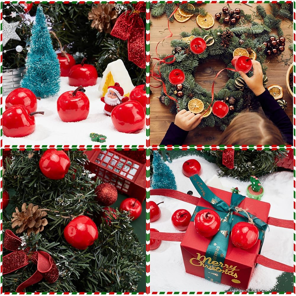 20pcs Mini Apples, 1.7 inch Fake Apples Artificials Red Apple Simulation Fruit Decor Christmas Decoratives Model for Home Kitchen Table Photography Party Photo Props Thanksgiving Day