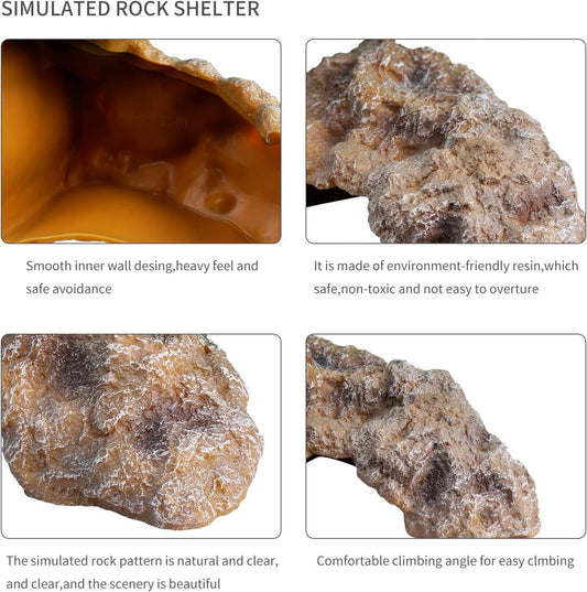 Reptile Hideout Cave Resin Simulation Rock Decor for Turtles, Lizards, Bearded Dragons, Snakes, and Geckos - Small Habitat Décor