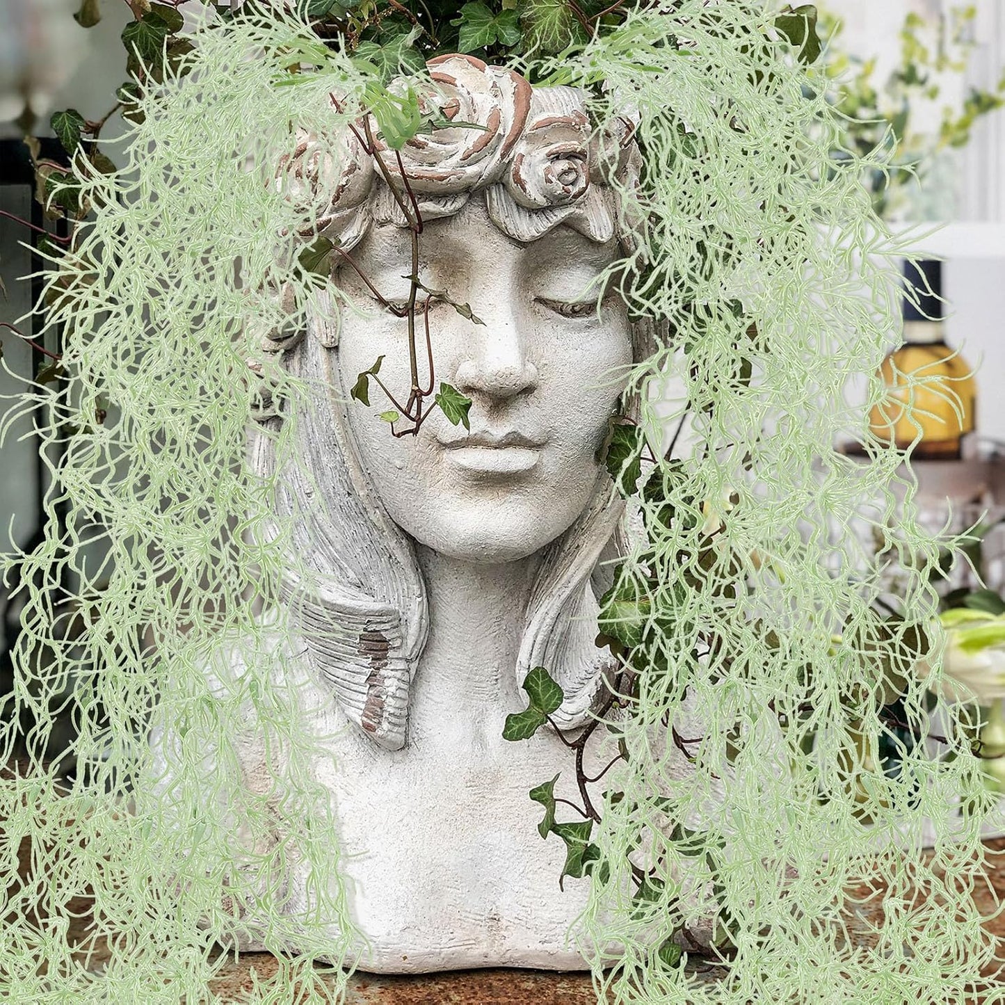 24 Pack Fake Spanish Moss Artificial Hanging Decoration Bulk Faux Greenery Moss Garland for Potted Wall Living Room Indoor Outdoor Decor(43 Inch, 33 Inch,Green)