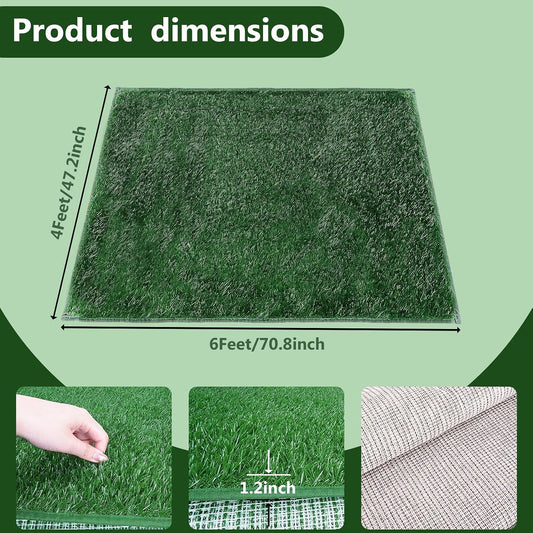 6x4FT Dog Pee Grass, Artificial Grass Mat with Drainage Holes | Cuttable Design, Easy Installation, Fast Drainage, Washable Reusable Turf for Dog Potty Training, Patio, Balcony, Backyard