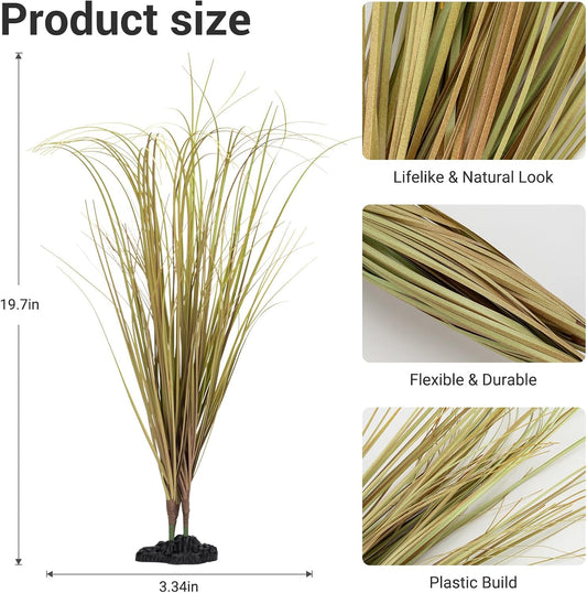 Fake Desert Dry Grass, Artificial Plants for Reptile Tank Accessories, Habitat Decor Fit for Bearded Dragon, Crested Gecko, Leopard Lizard, Chameleon, Artificial Outdoor Plants, Terrarium Decor (1)