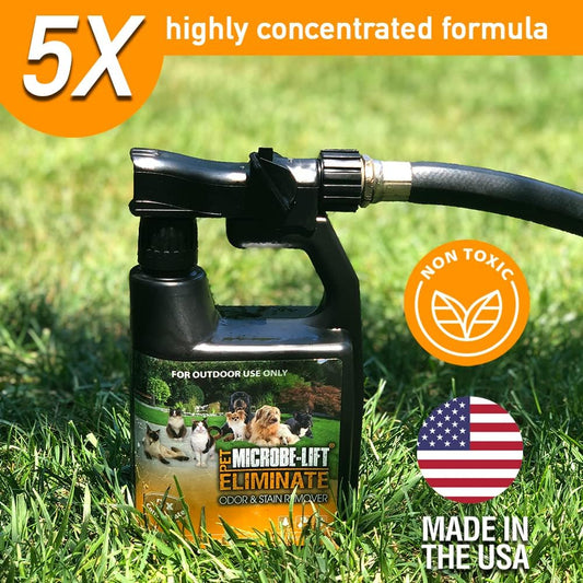Outdoor Pet Odor Eliminator For Strong Odor On Turf, Patios, Deck, and Lawns - Keeps Pets From Going in Same Spot, 32oz