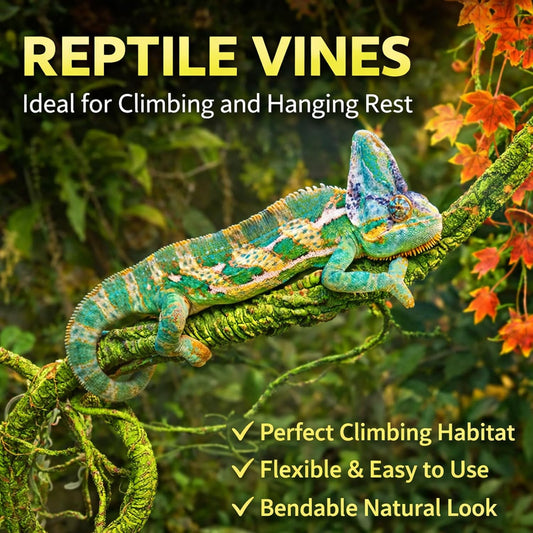 Reptile Vines Plants for Terrarium, Flexible Vines Jungle Climbing Branch with Leaves Tank Decor for Snakes Bearded Dragons Geckos Hermit Crabs Lizards Chameleons