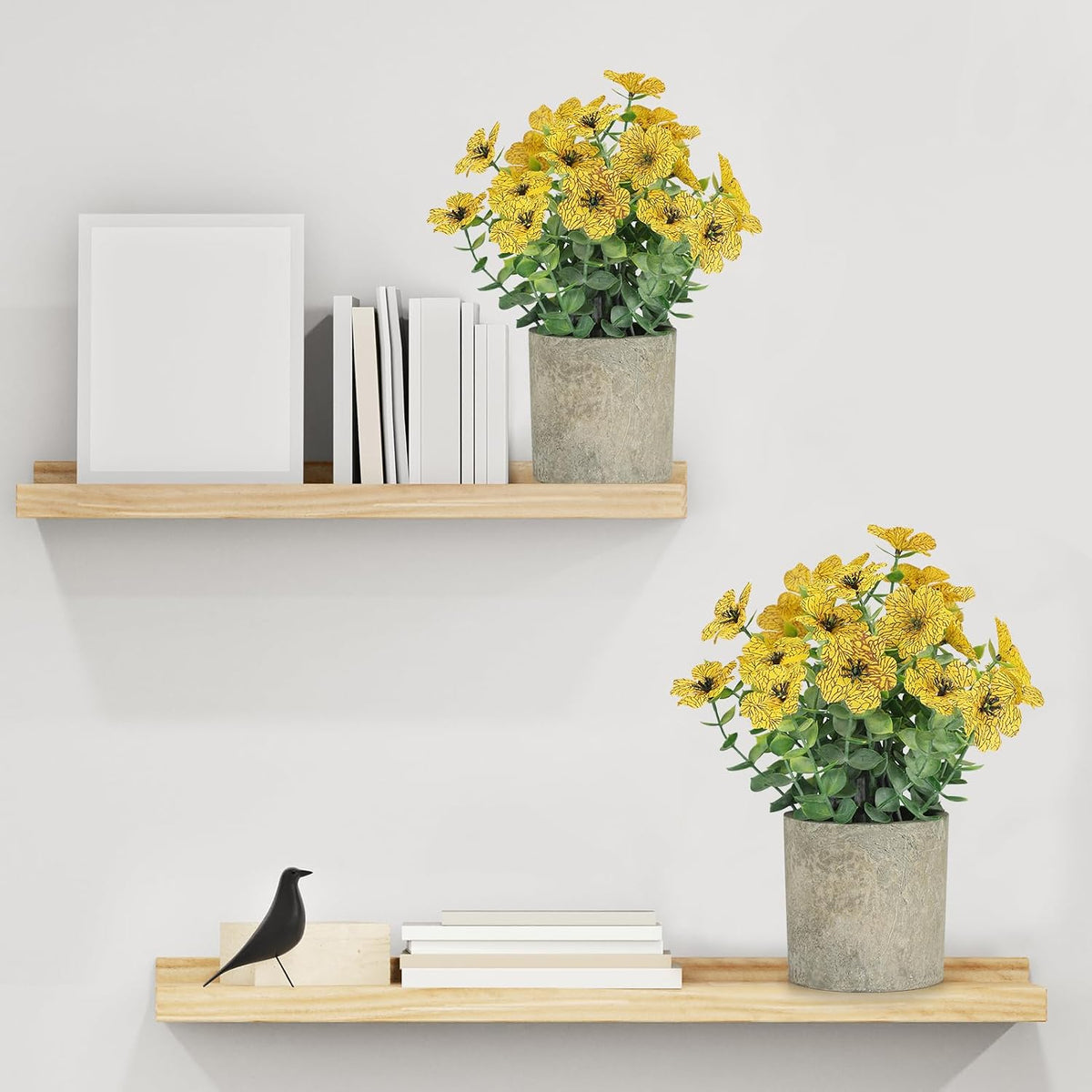 2 Pack Small Fake Plants Potted Artificial Plants Artificial Flowers Potted