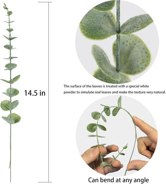 10pcs Eucalyptus Stems Artificial Eucalyptus Leaves Fake Greenery Branches Fake Flowers for Wedding Centerpiece Spring Easter Farmhouse Home Decoration