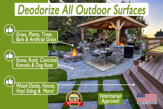 Amazing Outdoor Deodorizer odor eliminator Natural Enzyme Just Spray & Walk Away Grass, AstroTurf, Dog Runs, Patios, Decks, Fence & More Vet Approved - odor eliminator for strong odor