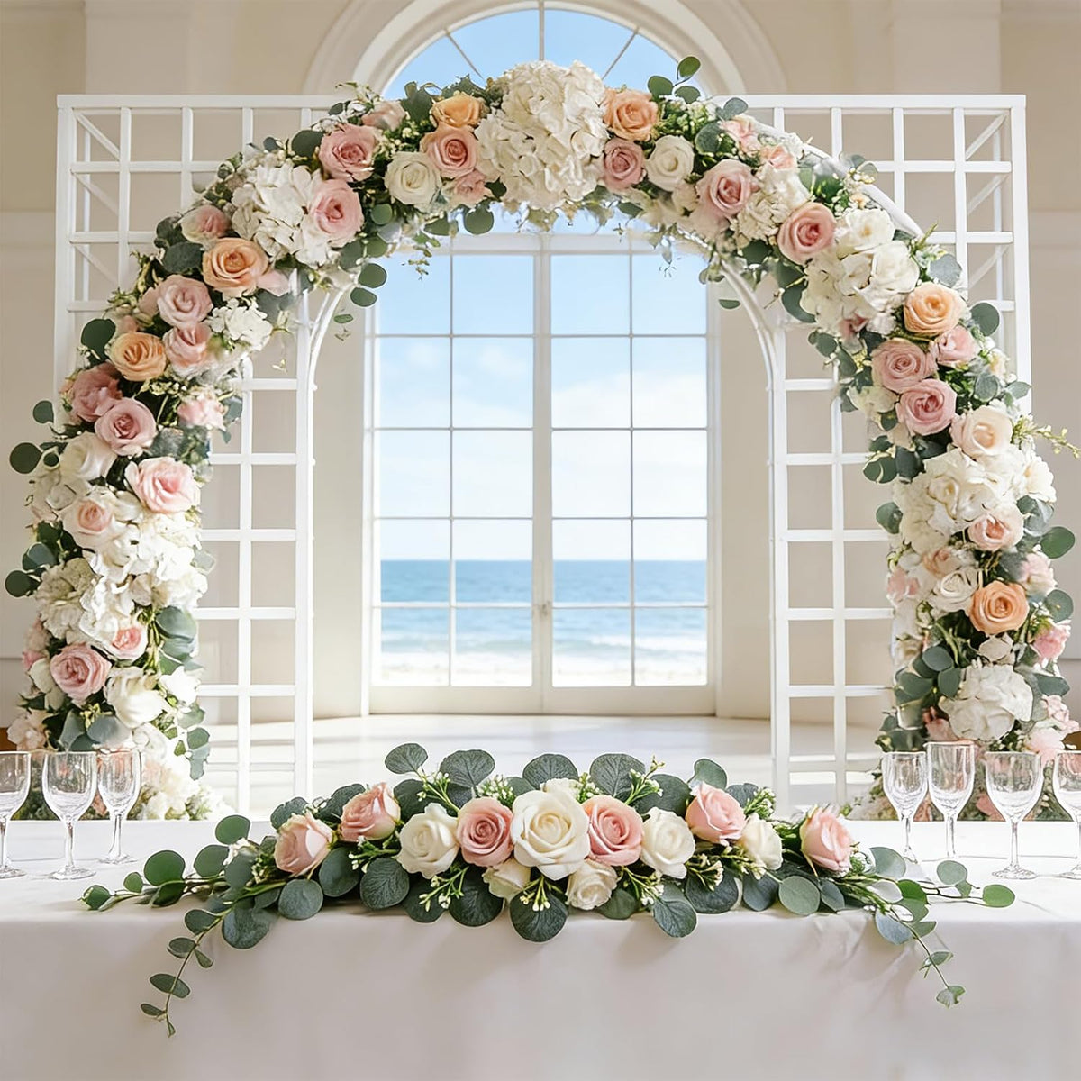 40 Pcs Faux Eucalyptus Leaves Stems Bulk Silver Dollar White Seed Artificial Greenery Stems Fake Sprays Branches for Wedding Table Centerpiece Bouquet Garland Floral Arrangement Home Decor