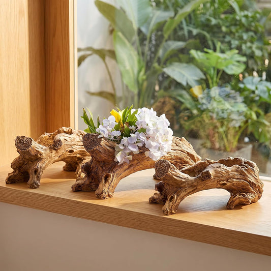Succulent Planters, Artificial Driftwood Planter, Vintage Stump Log Container Pot