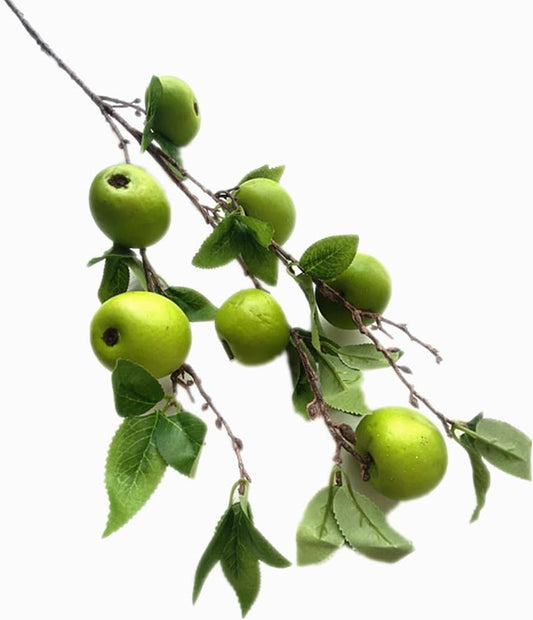 2pcs Artificial Apple Tree Branch with 7 Apple Fruit Faux Greenery Plant for Wedding Centerpieces Hotel Floral Decoration (Green)