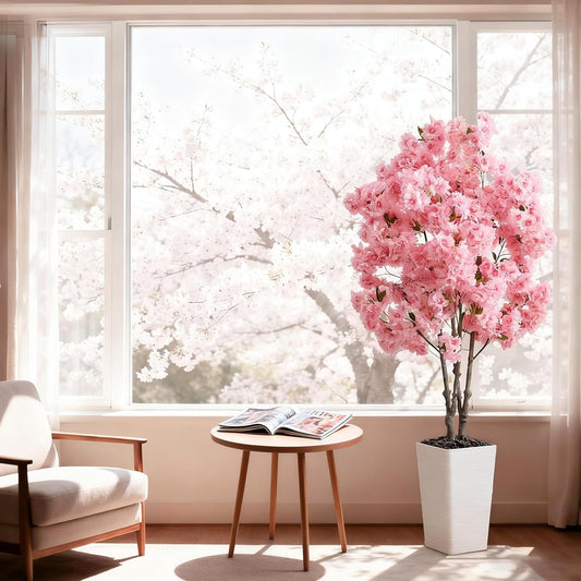 Artificial Cherry Blossom Tree 5FT, Pink Large Fake Plants Indoor