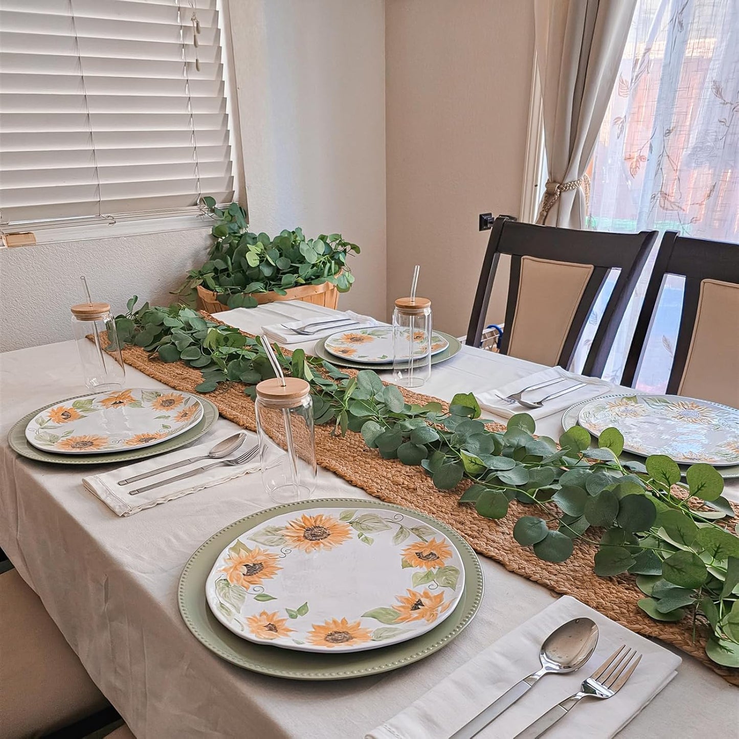 12 Pack 84Ft Eucalyptus Garland,Artificial Eucalyptus Leaves Table Greenery Garland Wreath Vines for Wedding Party Table Fireplace Bedroom Wall Room Decor