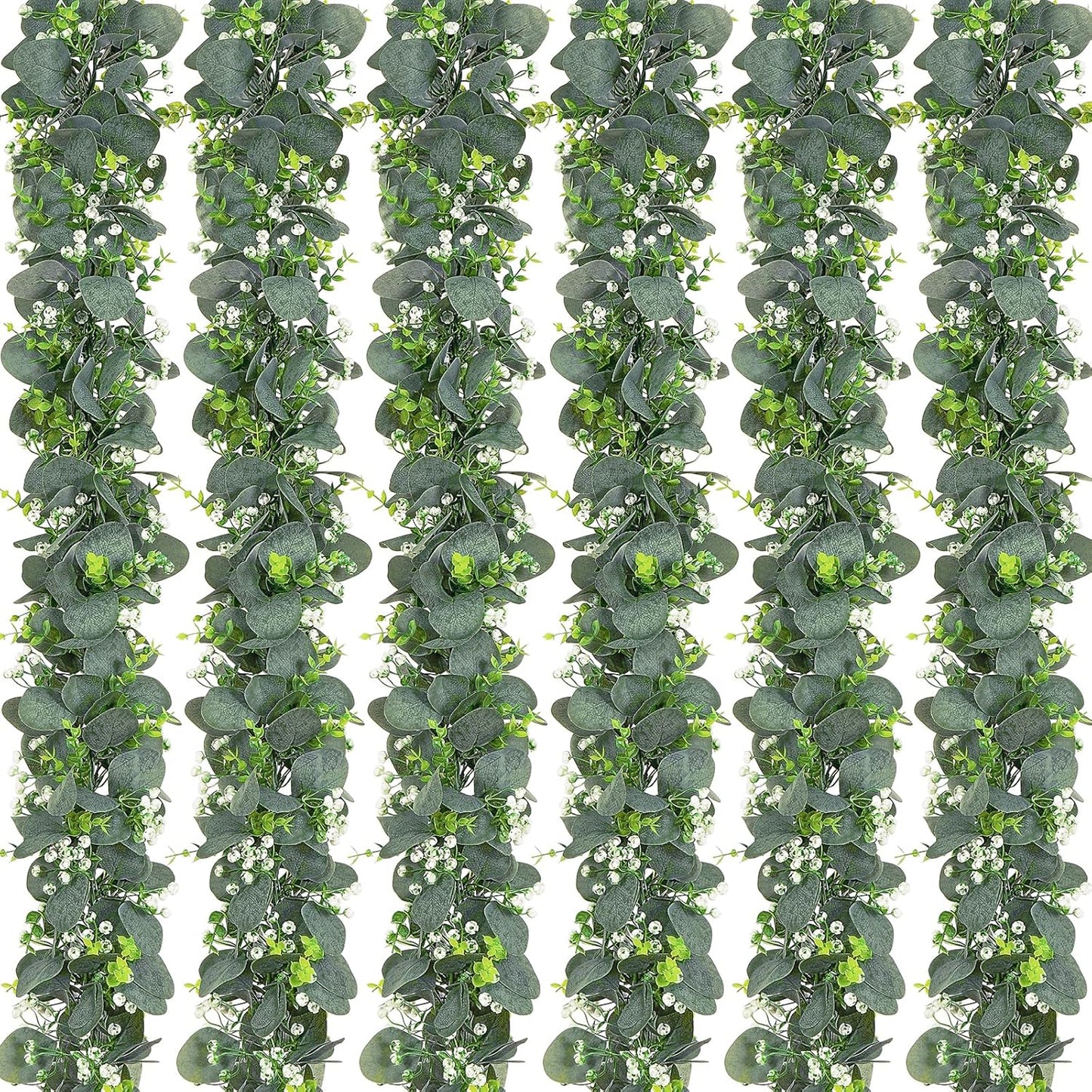 Dolicer 2 Packs 6FT Artificial Eucalyptus Garland, Faux Greenery Garland Hanging Fake Silver Dollar Eucalyptus Leaves Vines for Wedding Backdrop Arch Table Wall Party Home Decor