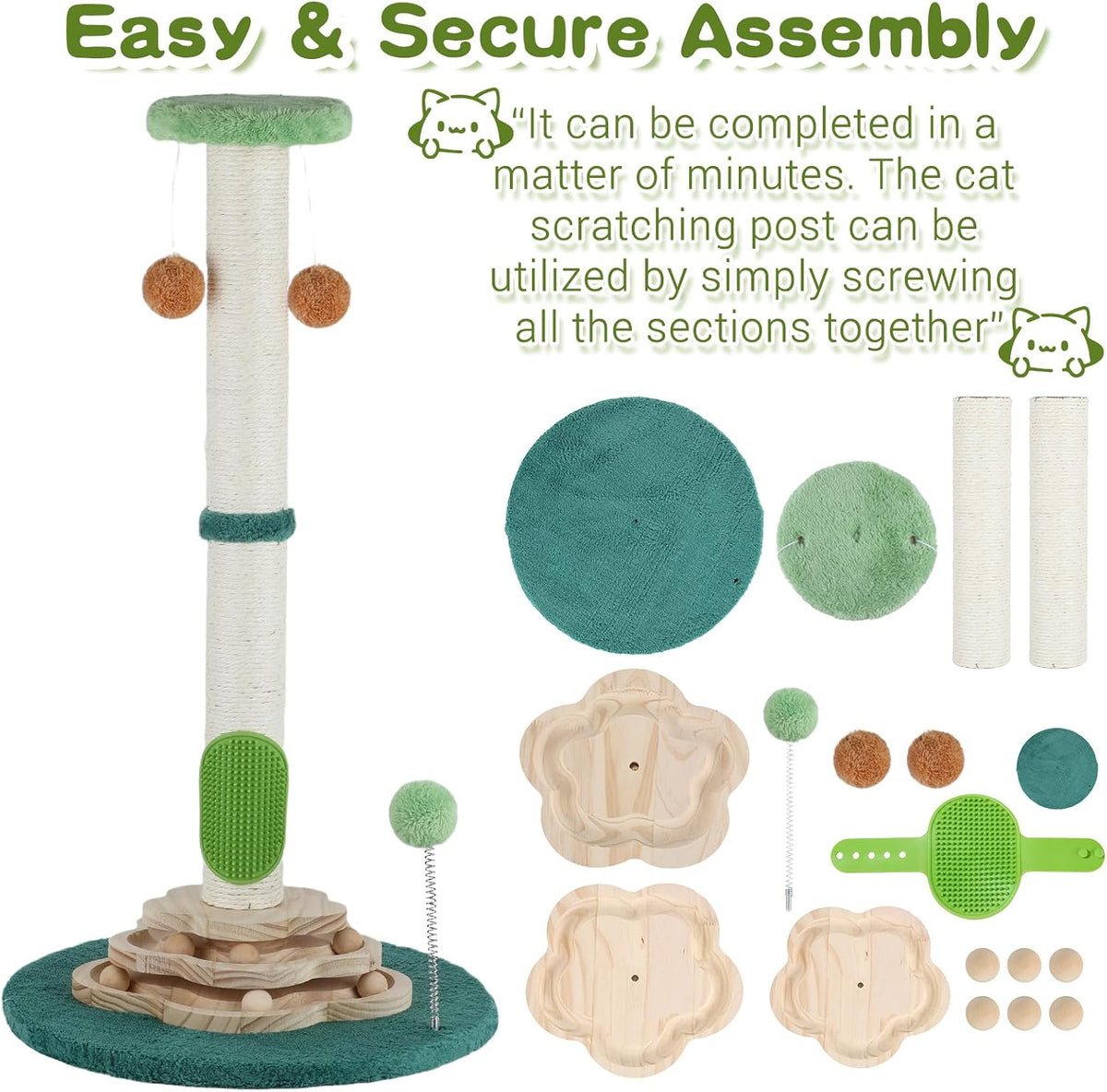 Cactus Cat Scratcher, Cute Cat Scratching Post for Indoor Cats, 25.6"