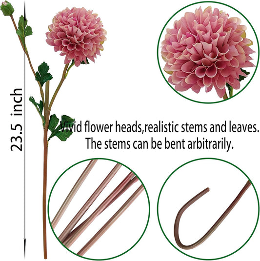Pink Dahlia Artificial Flowers Faux Dahlias Silk Flower for Home Decor