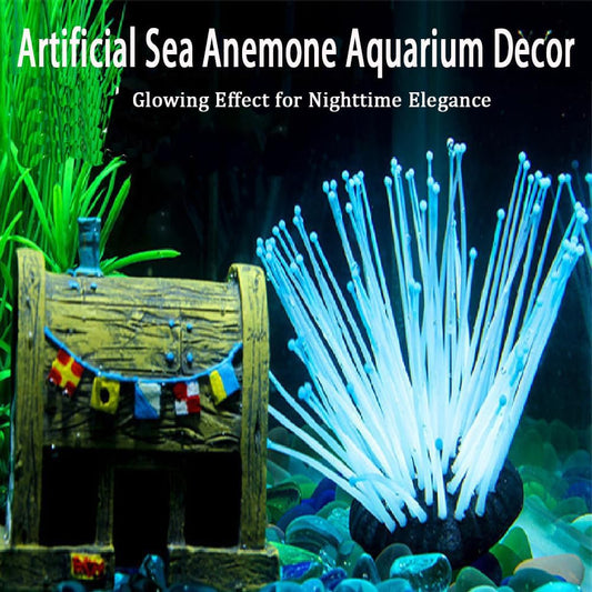 Fish Tank Decorations, Artificial Sea Anemone Aquarium Décor for Fish Tank, Silicone Coral Plant with Glowing Effect, Vivid Aquarium Plants for Betta Fish Tank Accessories Underwater