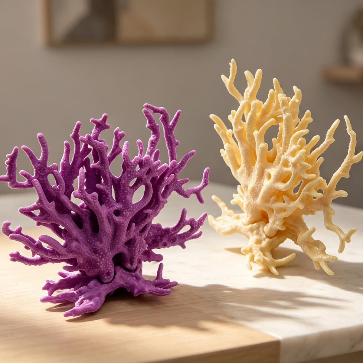 2 Pcs Artificial Aquarium Coral Reef Decor White