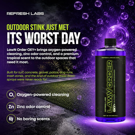 LawN Order Oxi+ Hydrogen Peroxide-Based Outdoor Turf Cleaner & Odor Eliminator for Artificial Grass, Dog Urine, Patios & Concrete (32 OZ)