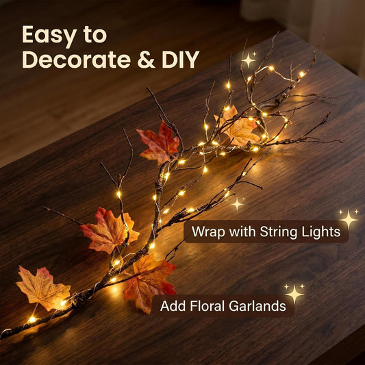 4Pcs Artificial Creepy Flexible Tree Branches Twigs Garland Halloween Decor | Bendable Faux Cherry Blossom Wood Craft Grape Cane Vines Plants Stick Wall Hanging Limbs For Jungle Event Decoration