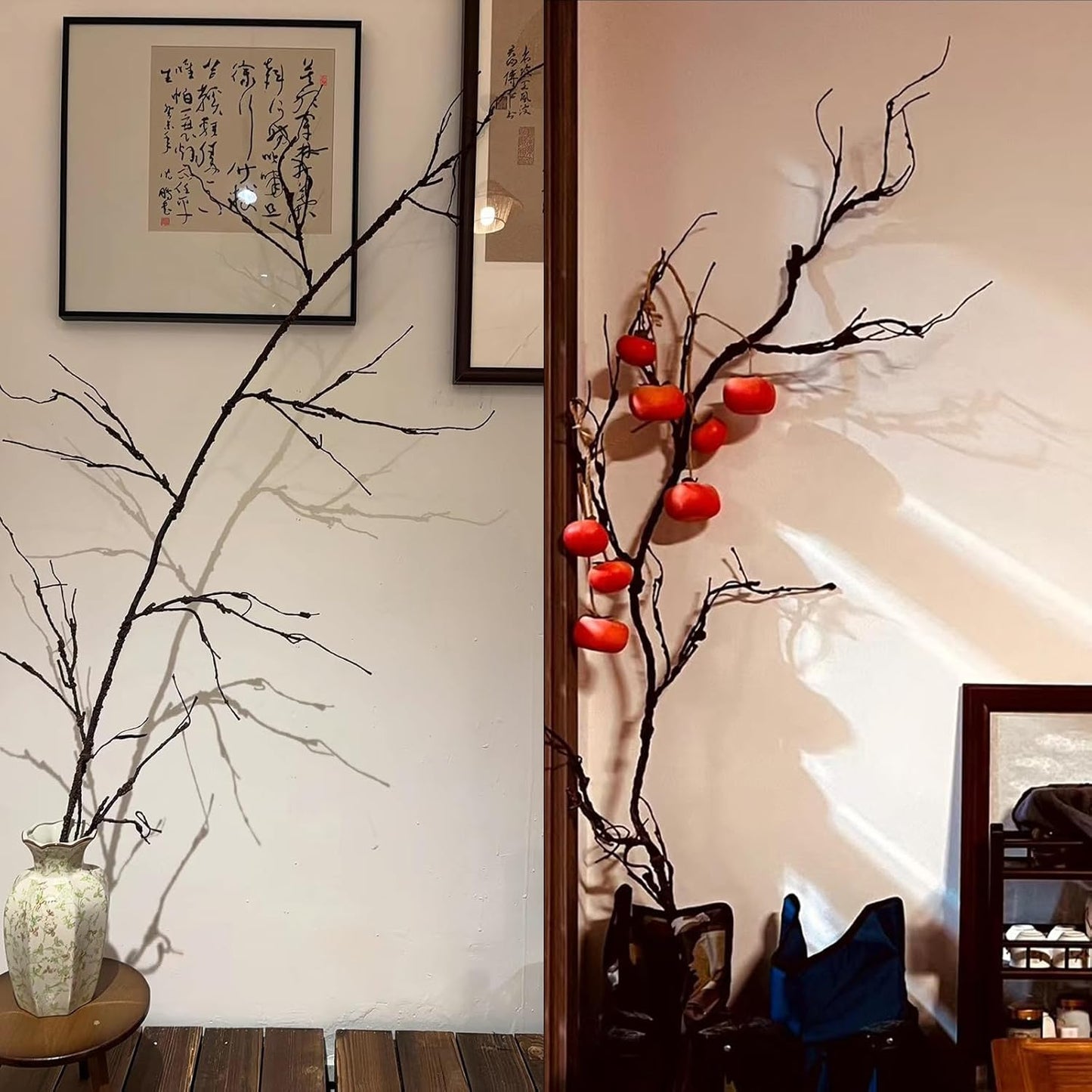 4Pcs Artificial Creepy Flexible Tree Branches Twigs Garland Halloween Decor | Bendable Faux Cherry Blossom Wood Craft Grape Cane Vines Plants Stick Wall Hanging Limbs For Jungle Event Decoration