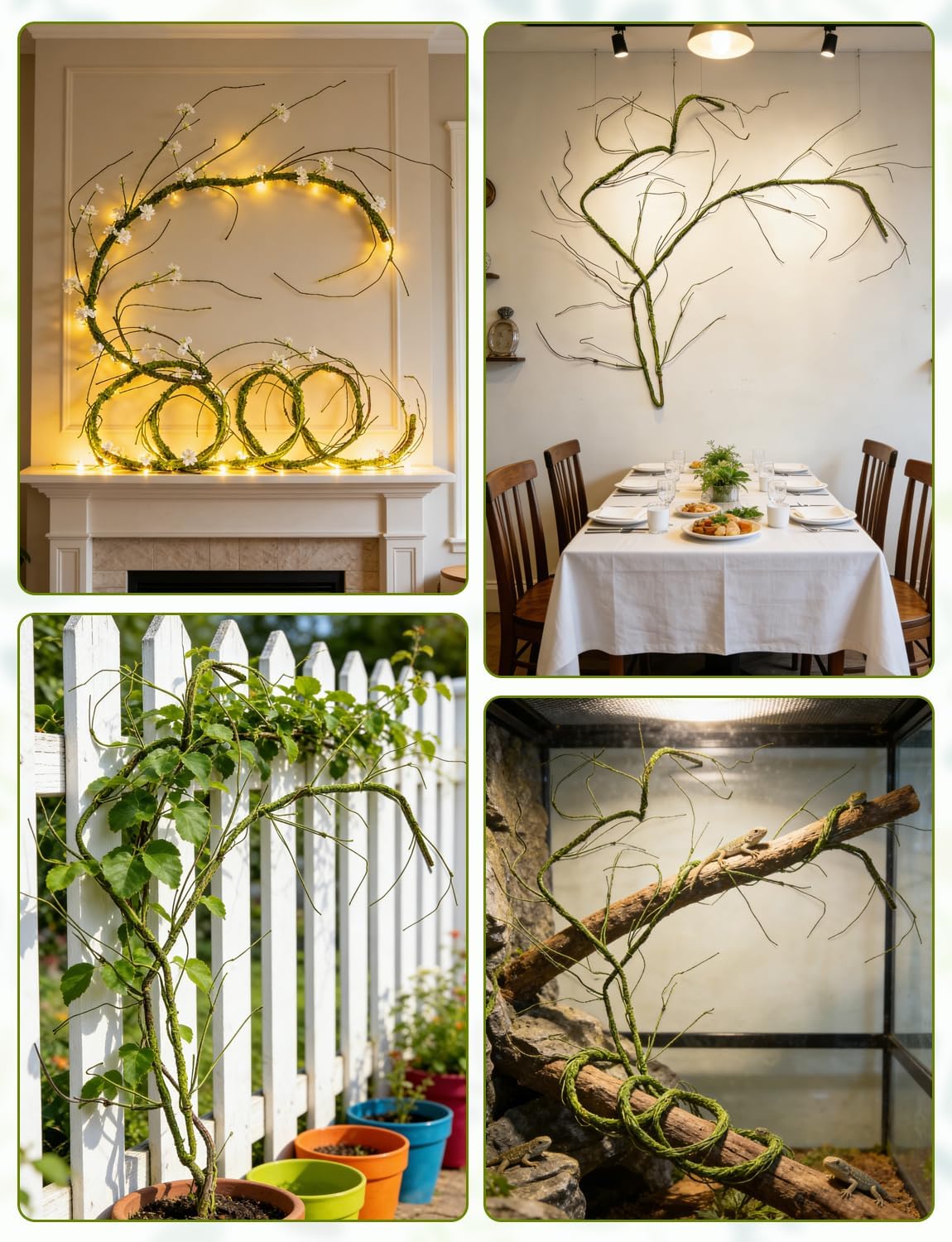 118 inch Bendable Artificial Brown Tree Twigs Branches, Small Size Wall Hanging Artificial Tree Branches, Fake Twig Grape Vines for Artificial Plant, Home Living and Outdoor Garde