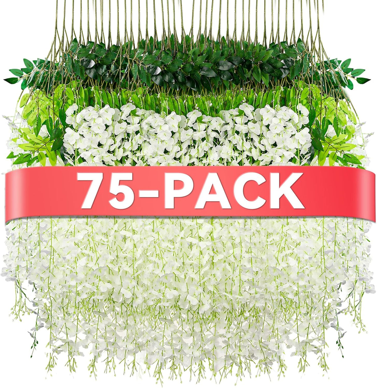 Alotiki Purple Wisteria Hanging Flowers, 50 Pack Fake Hanging Flowers