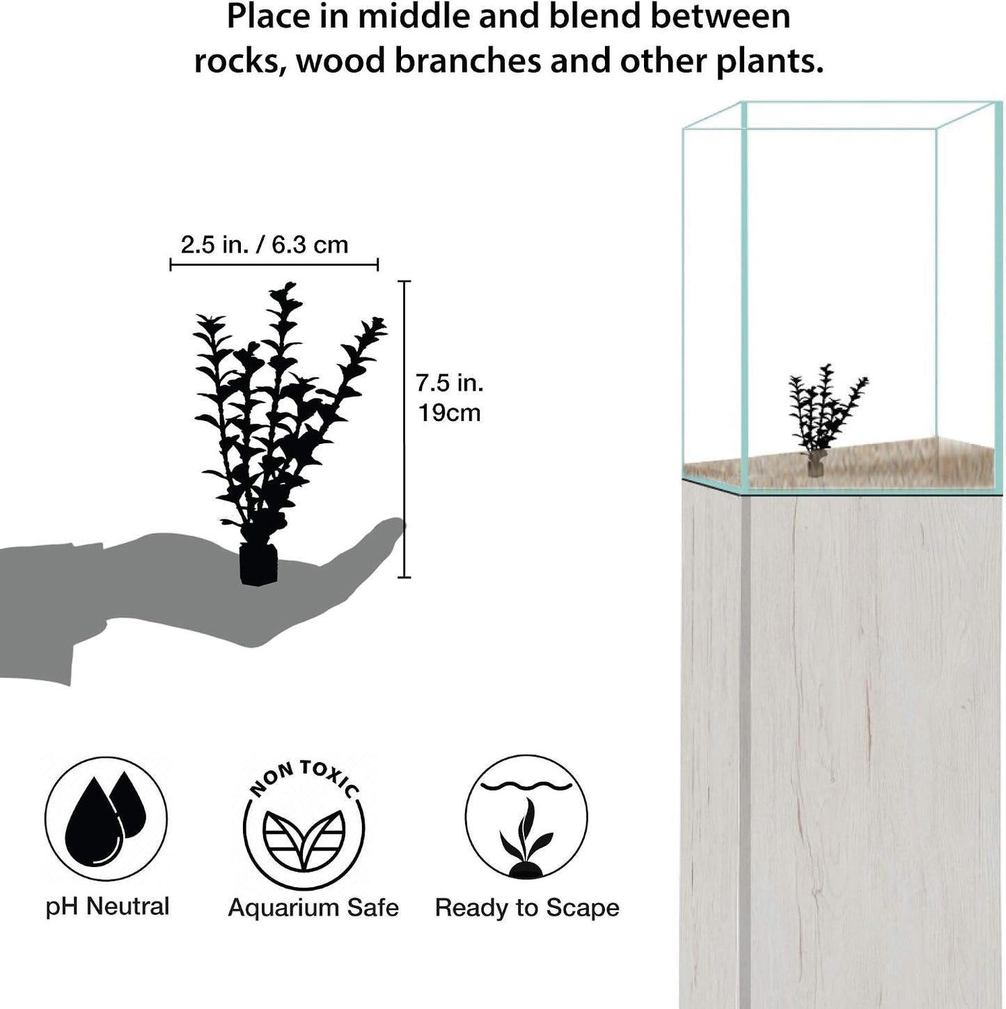 Aquascape Collection Artificial Aquarium Decor – Ultra Realistic Plants and Lifelike Foliage for Aquariums and Terrariums (1, Dark Green Fountain Grass)