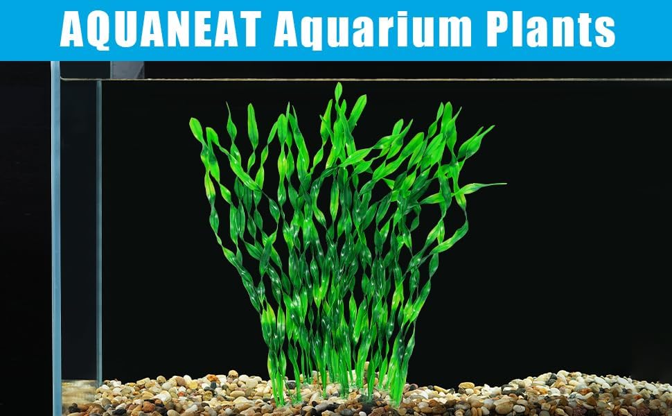 Fish Tank Artificial Plants, Aquarium Plastic Seaweed Decorations, 11.75Inch Tall Fake Green Accessories, 10 Packs