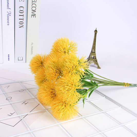 Fake Plants Dandelion Flowers Decoration, Artificial Plant Plastic Greenery Faux Outdoor Indoor Home Garden Party Room Bedroom Bathroom Office Wedding Table Centerpiece DIY Decor Yellow