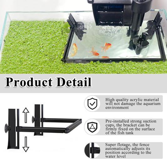 Aquarium Floating Plant Barrier, Floating Plant Corral Self Adjusts to Water Level Fish Tank Fence Keeps the Floaters Away from the Filter
