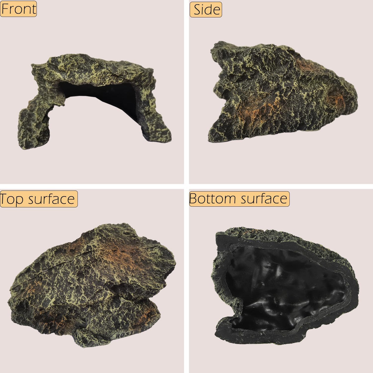 Resin Reptile Rock Cave, Lizard Tank Décor, Gecko Hide Reptile Hideout for Small Turtle Accessories for Tank, Leopard Gecko, Lazard Hideout