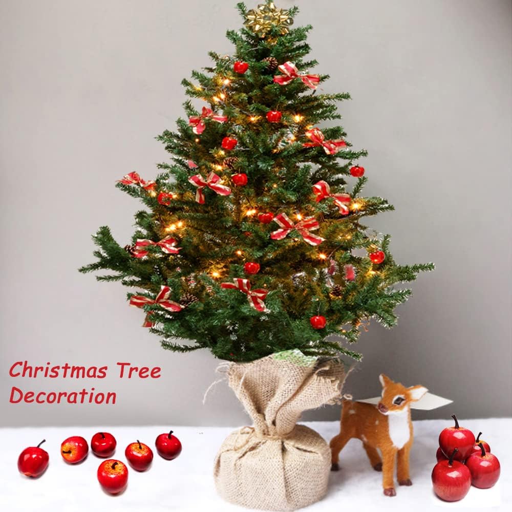 30 Pcs Mini Artificial Apples, Fake Little Green Apple Mini Fruits Realistic Lifelike Simulation Apples for Home Party Christmas Tree Decor Apples Photography Props