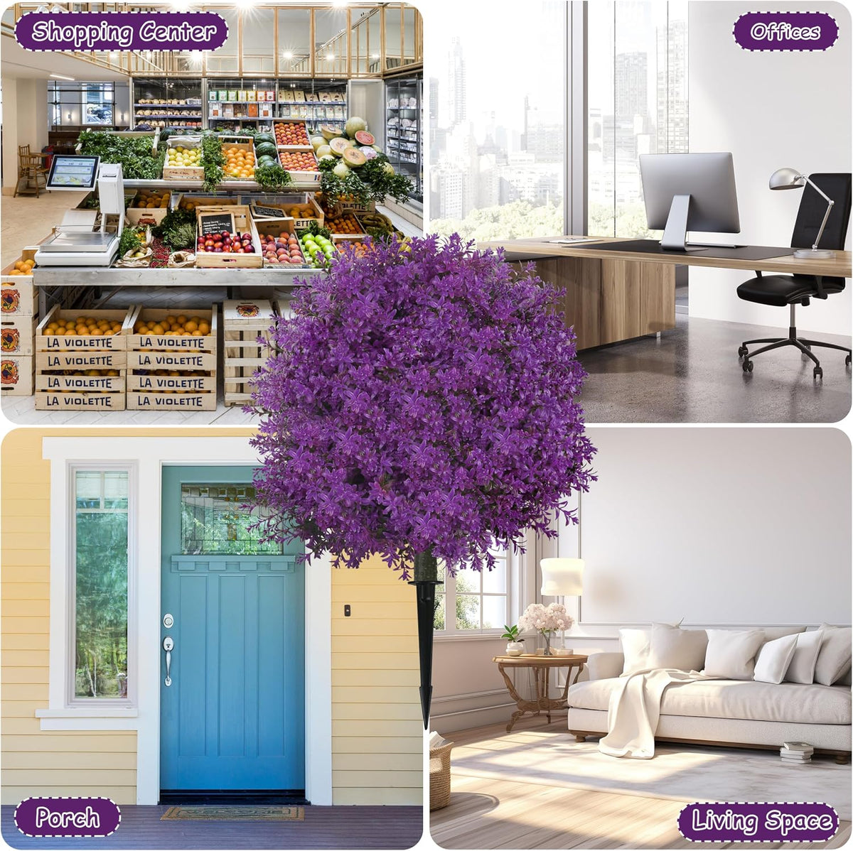 25.5" Set of 2 Artificial Lilac Flowers Tree Pink Lilac Bush