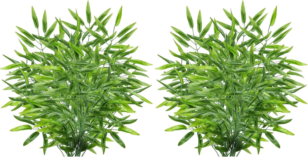 Bamboo Tree Branches 23” Long Stems Faux Greenery Artificial Plants Bulk Green Silk Leaves DIY Privacy Decoration Balcony Garden Outdoor Indoor Home Decor, 6pcs