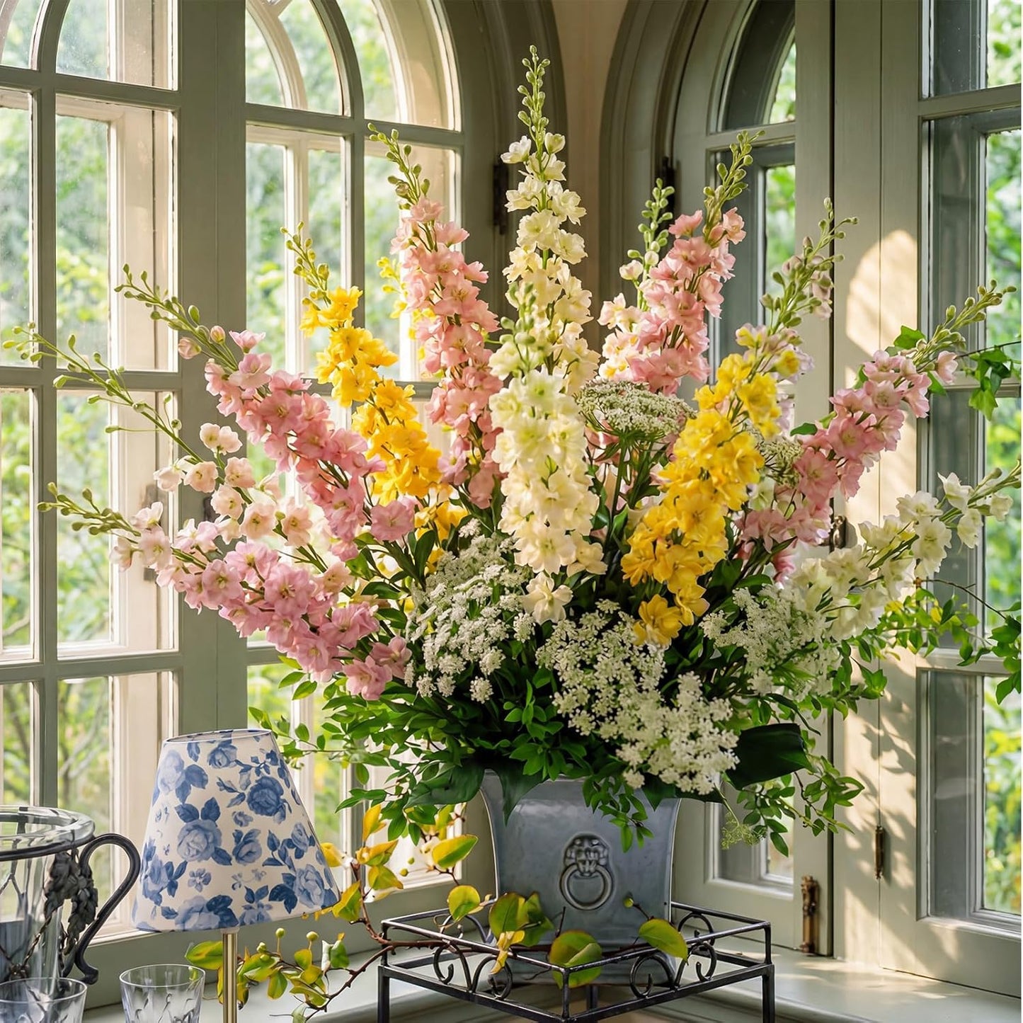 24 Pcs Artificial Delphinium Flowers Bulk,Blue Violet Harmony