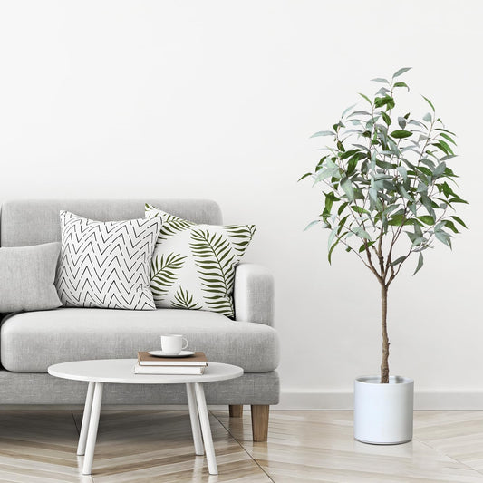 Artificial Eucalyptus Tree 5FT Tall Fake Eucalyptus Plants Large Faux Trees Artificial Silk Plants for Home Decor Indoor Outdoor Office Gift Ornaments, Set of 1