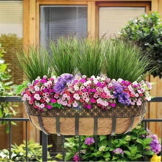 Onion Grass Artificial Plants Outdoor, Faux Shrubs Wheat Grass, Artificial Tall Grass Fake Plants for Indoor Home Decor, Artificial Onion Grass Greenery Stems Weed Bushes (Green Red Tail)