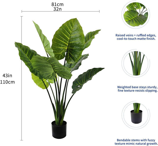 43in Birds of Paradise Plant, 1 Pack Faux Plant for Indoor Decor | 8 realistic leaves, bendable stems, non-toxic & pet safe. Perfect for home, office and interior decoration
