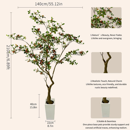 7ft Artificial Gardenia Tree for Indoor & Outdoor Décor - Lifelike Foliage, Eco-Friendly Design, Sturdy Base - Perfect for Patio, Living Room, or Rustic Garden Themes