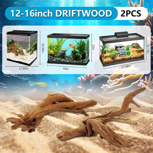 10 Pcs Natural Small Driftwood for Aquarium, Aquarium Driftwood Freshwater 2-4 Inch, Assorted Size Mopani Wood, Twisted Branches for Fishtank Accessories, Reptile Terrariums Decorations