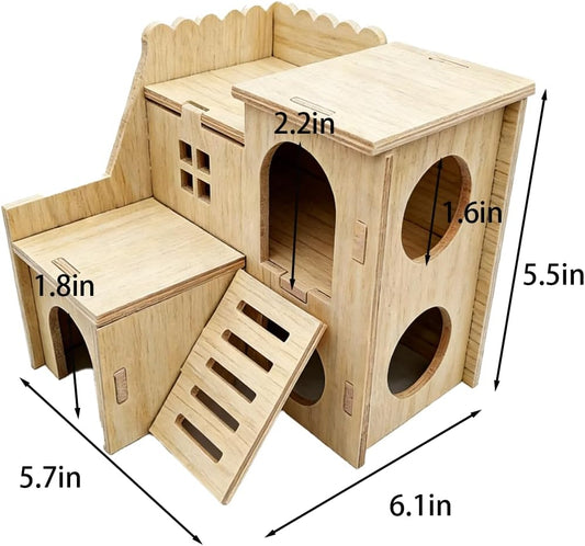 Wooden Hamster Hideout, Cage Accessories Small Pet Enrichment Toy