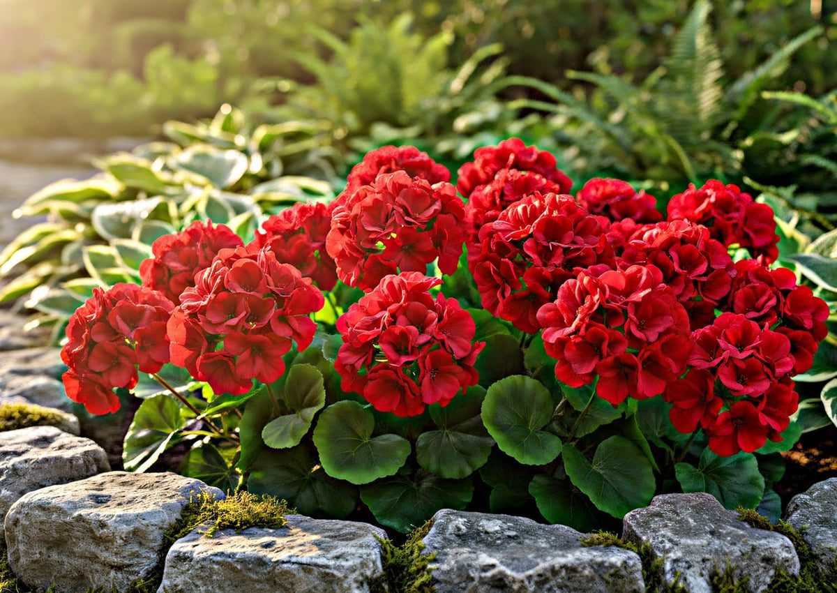 18'' Artificial Geraniums Realistic Silk Flowers for Outdoor