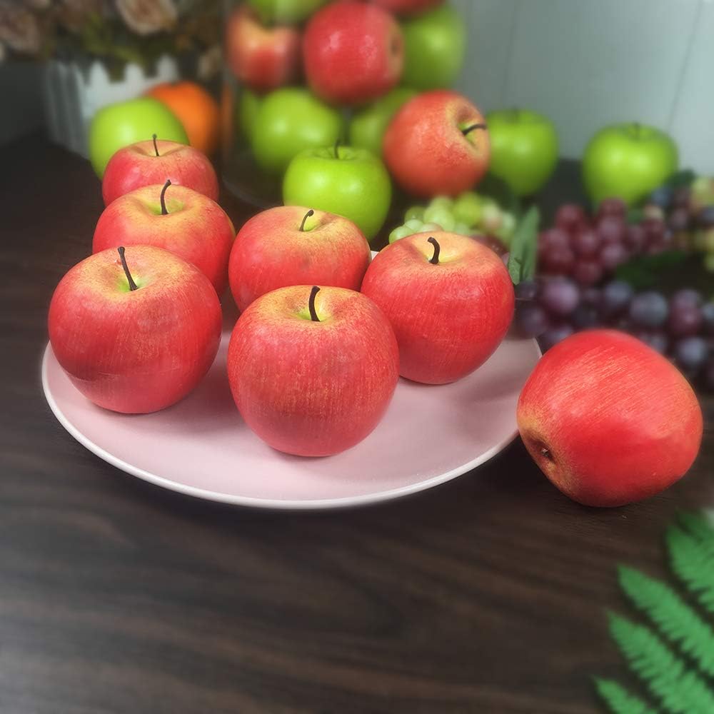 Fake Fruits Artificial Apples, Green, Set of 12